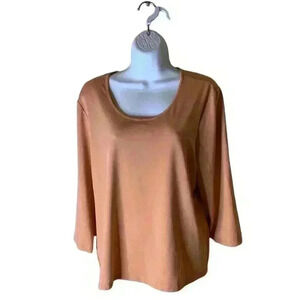 Susan Graver Women's Top Stretch 3/4 Sleeves Size Large